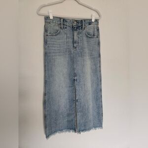 Lucky Brand Light Blue Denim Front Slit Skirt Frayed Hem | Size 2